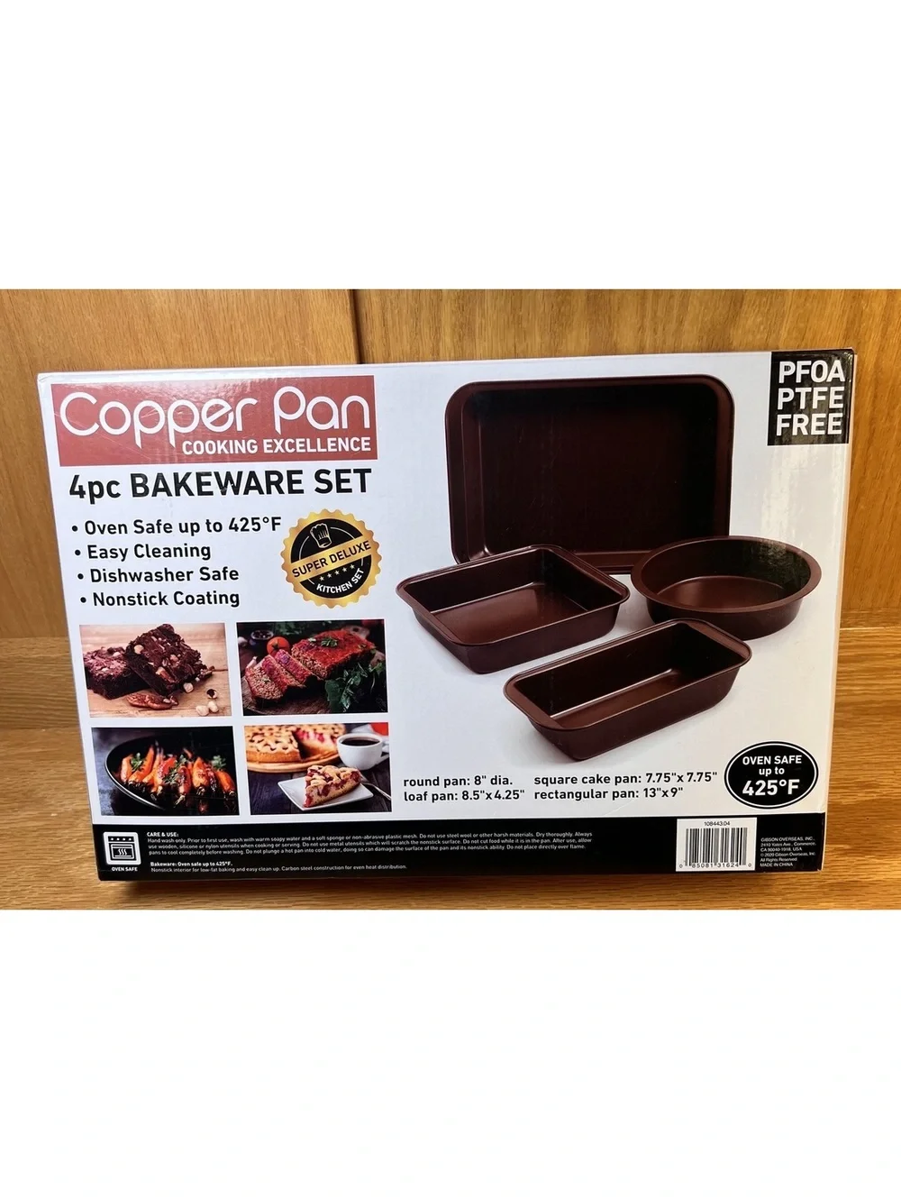 Copper Pan 4pc Bakeware Set - Oven Safe, Nonstick Coating, Dishwasher Safe
